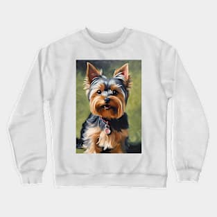 Cute Yorkshire Terrier Dog Oil Painting Crewneck Sweatshirt